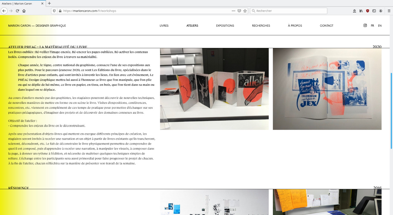 Page Ateliers