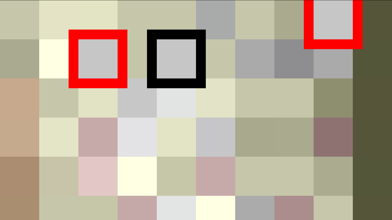 Image 2 : Pixel-héros et possibilités de déplacement (vue 2)
