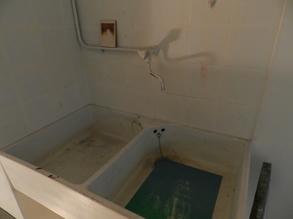 Laser engraving and blue-green gradient printing in a sink