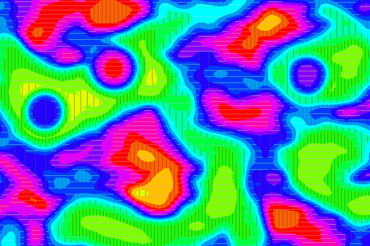 Capture du programme montrant des strates de couleurs (vue 3)