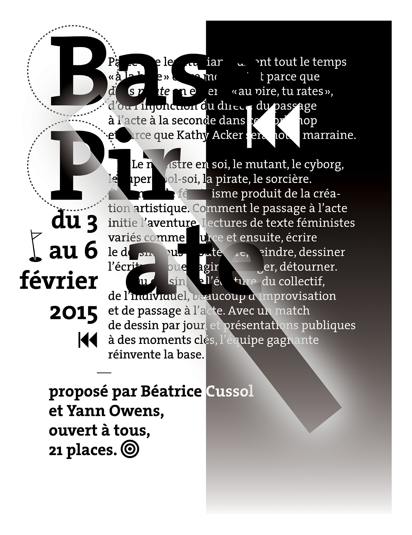 Affiche pour le workshop Base Pirate de Béatrice Cussol