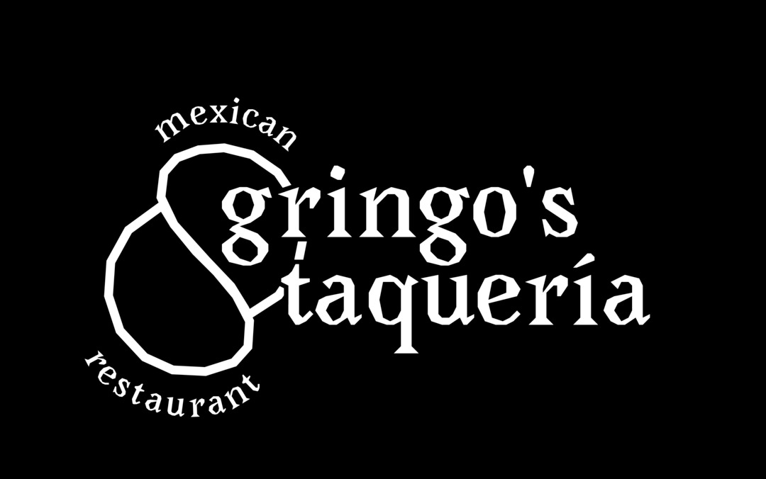 Logotype Gringo's Taqueria  blanc sur fond noir