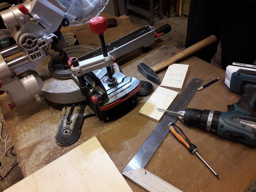 Tracing and cutting equipment on workbench