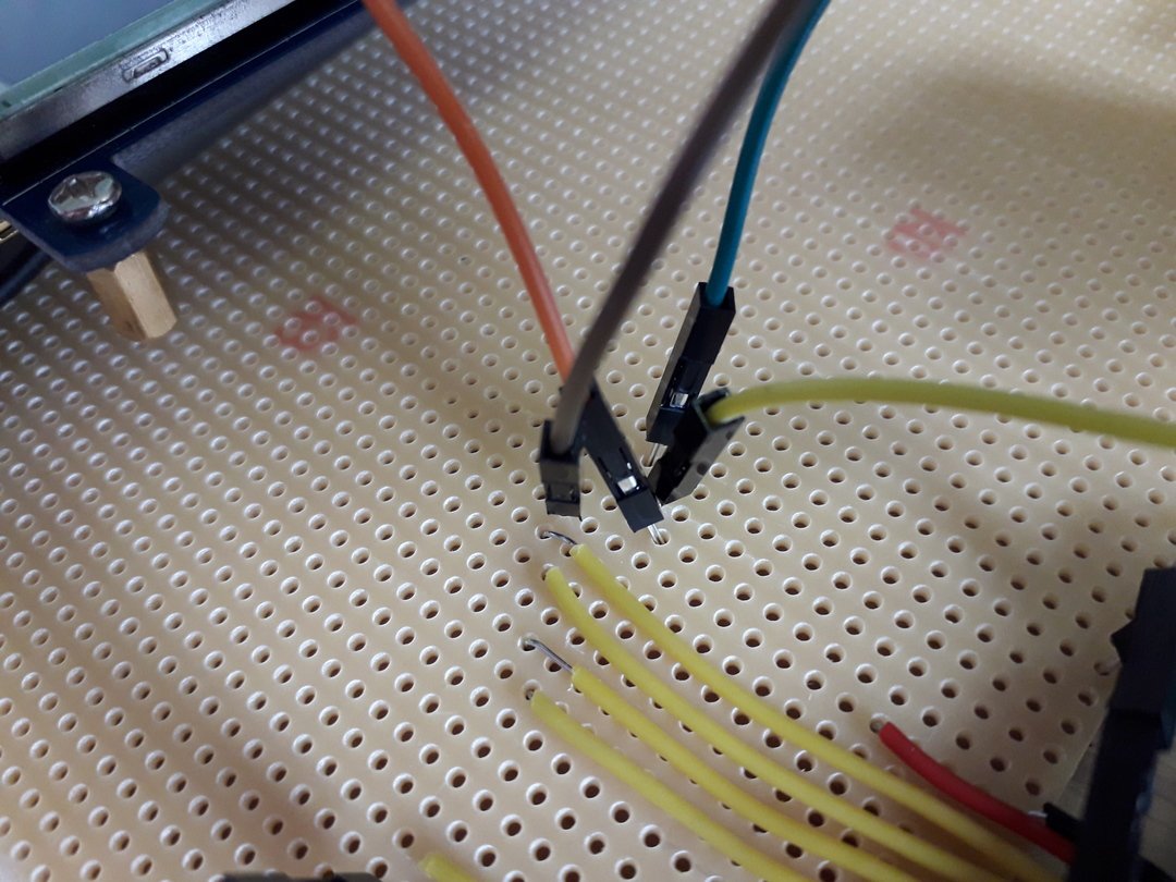 Detail view of cables in breadboard