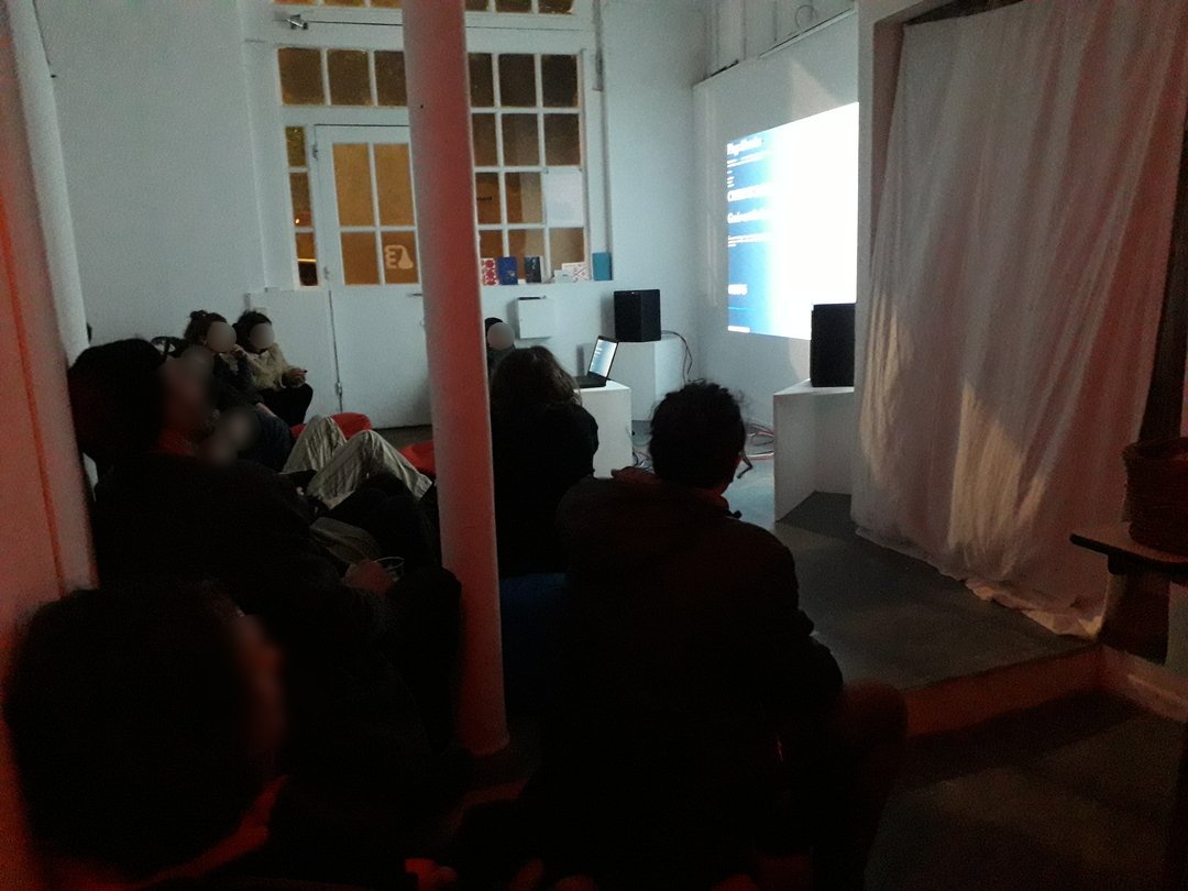 Photograph of the listening session at Ergastule in Nancy, France