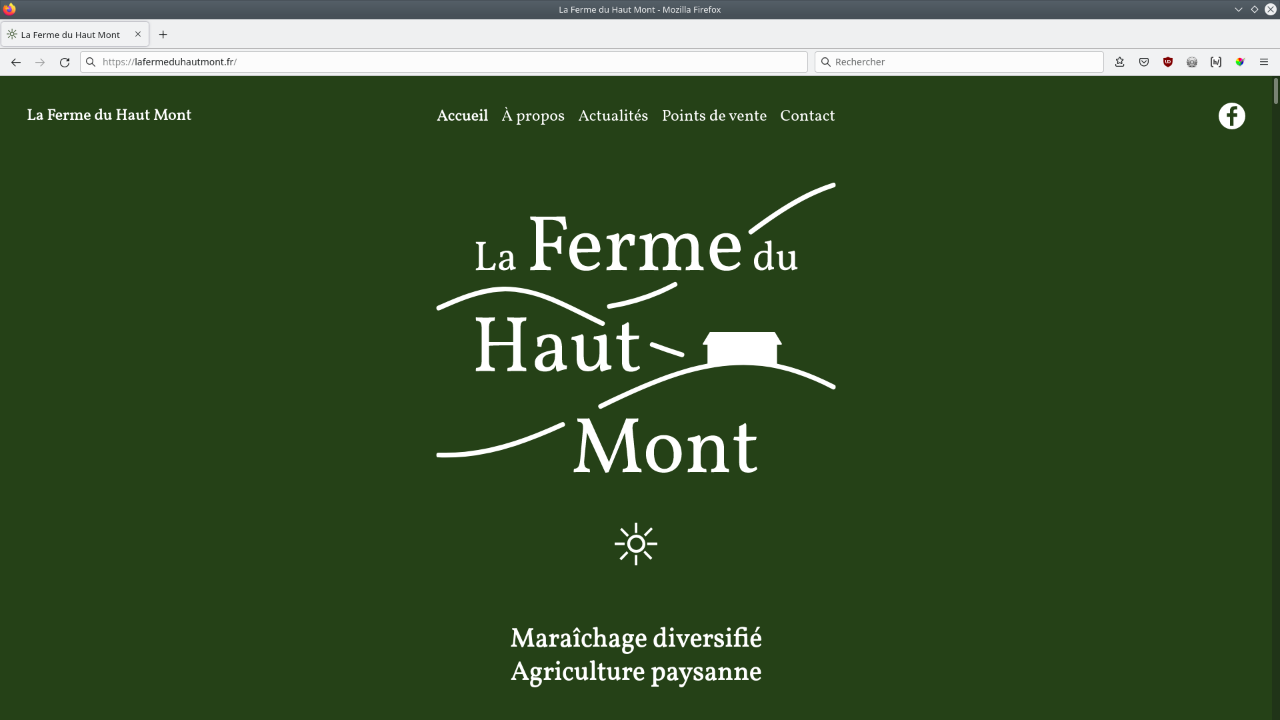 Page d'acceuil du site de la Ferme du Haut Mont