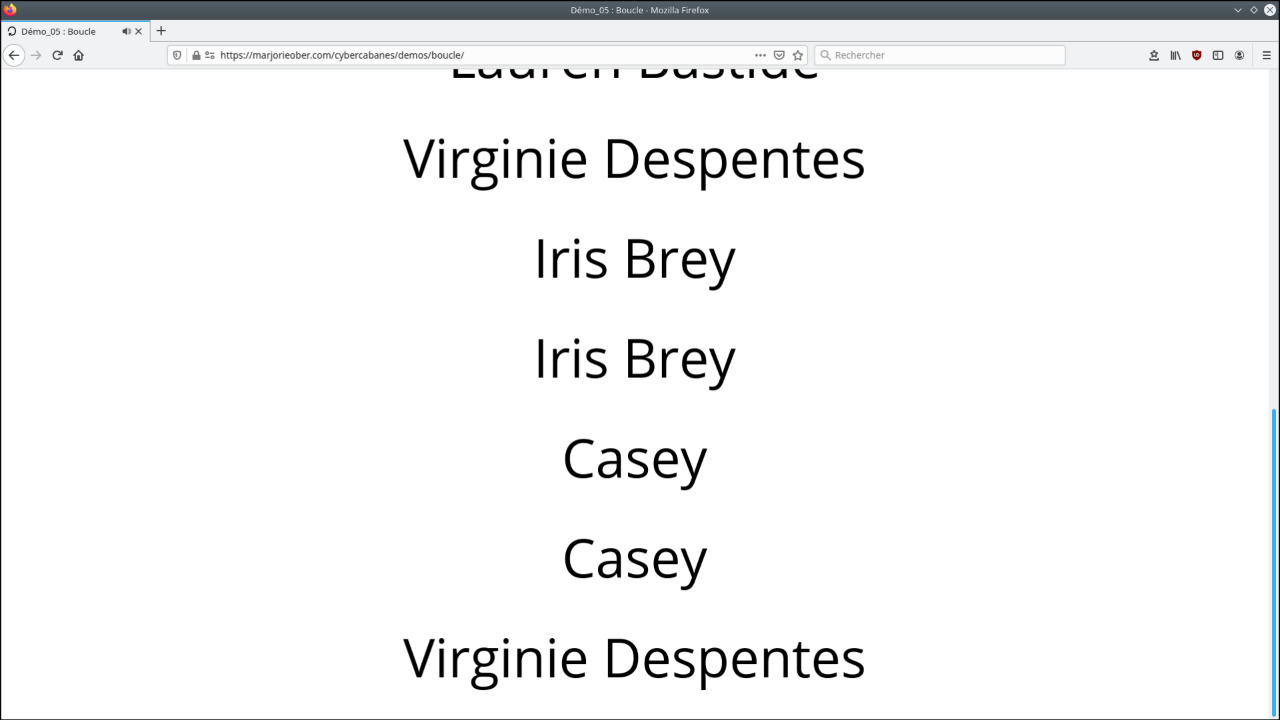 Cybercabane sur les boucles audio (page qui liste les noms des personnes que l'on entend parler)