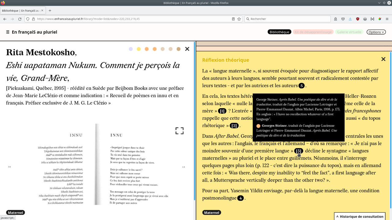 Double page avec un encart de note déployé