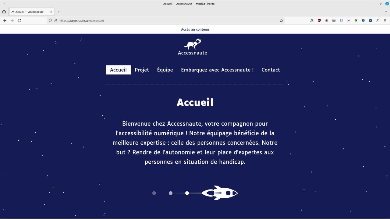 Page d'accueil du site web d'Accessnaute