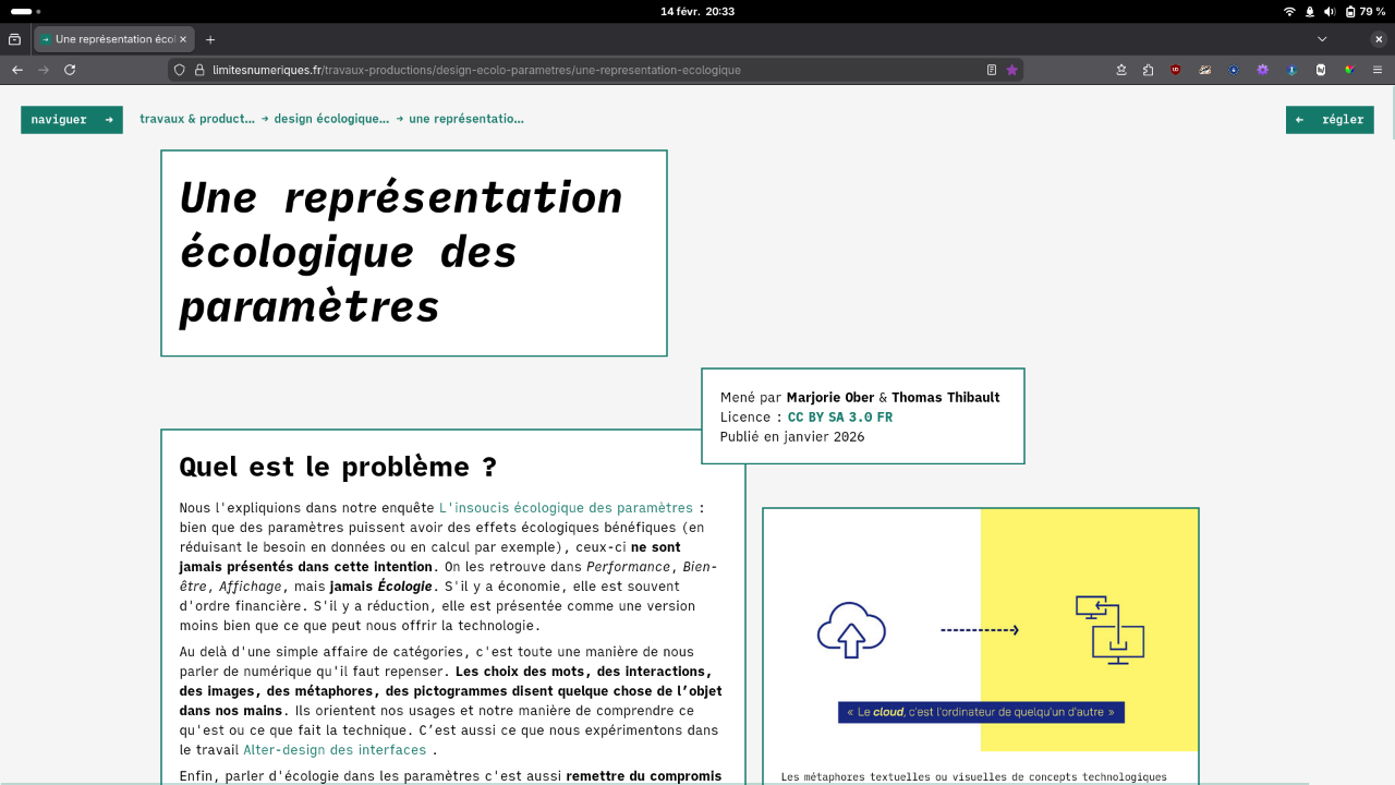 Screenshot of the article header on ecological representations of mobile parameters