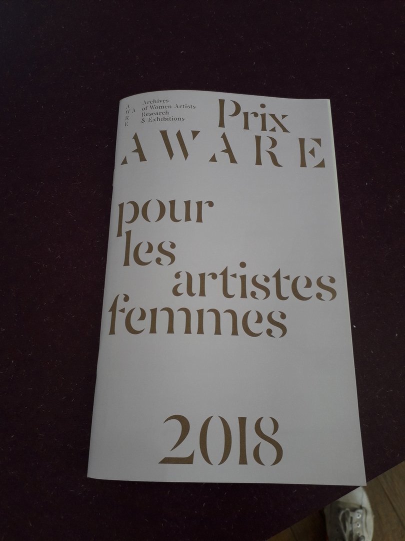 Couverture d'un livret intitulé Prix Aware pour les artistes femmes 2018