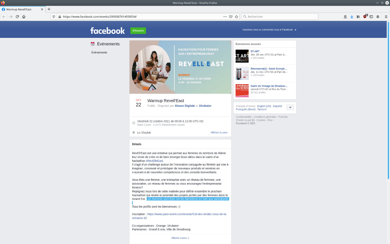 Page Facebook Revell'East