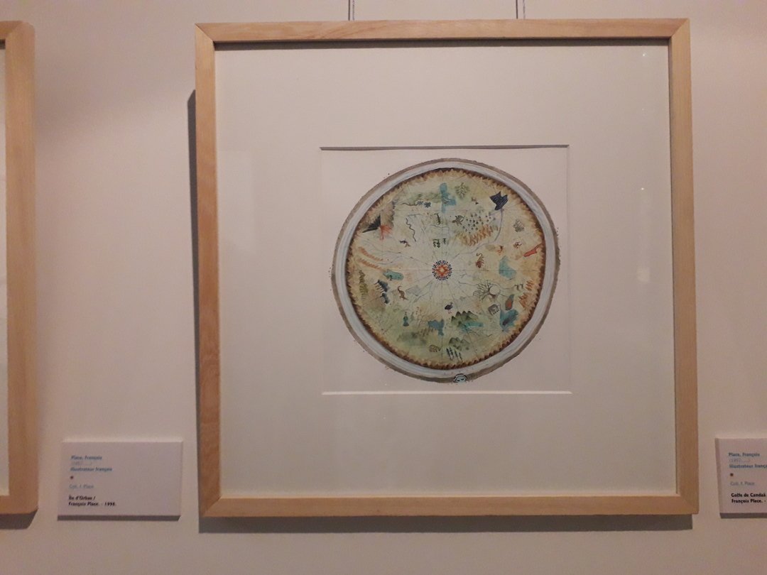 Illustration peinte d'une carte circulaire