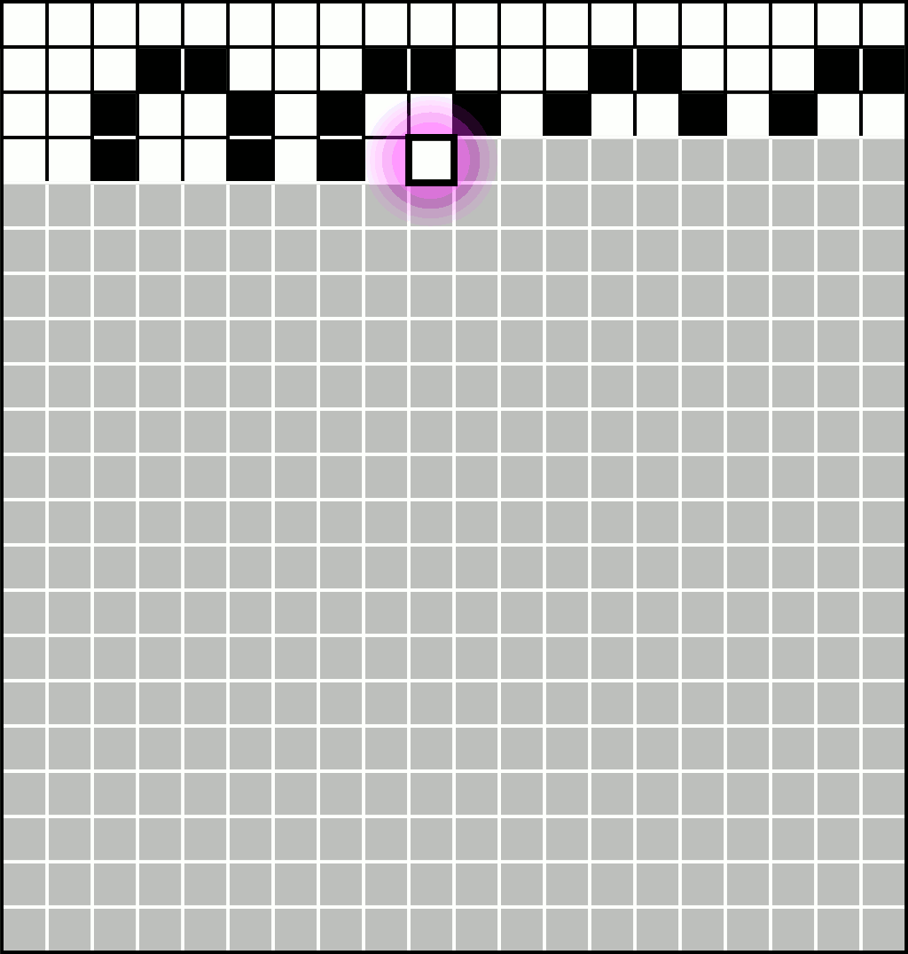 Image 1 : Gif comprenant une multitude de recherches pour un jeu vidéo en pixels (cartes, effets, actions, mouvements, traitements graphiques, etc.)